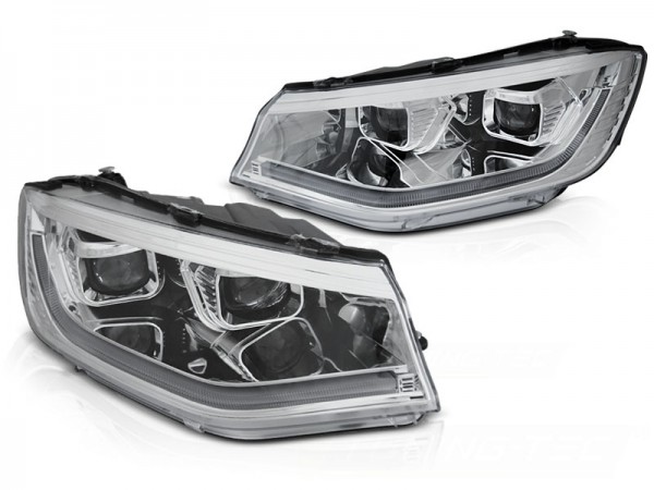 Scheinwerfer DRL LED Tagfahrlicht für VW Caddy V 5 Bj. 2020- Chrom dynamischer Blinker