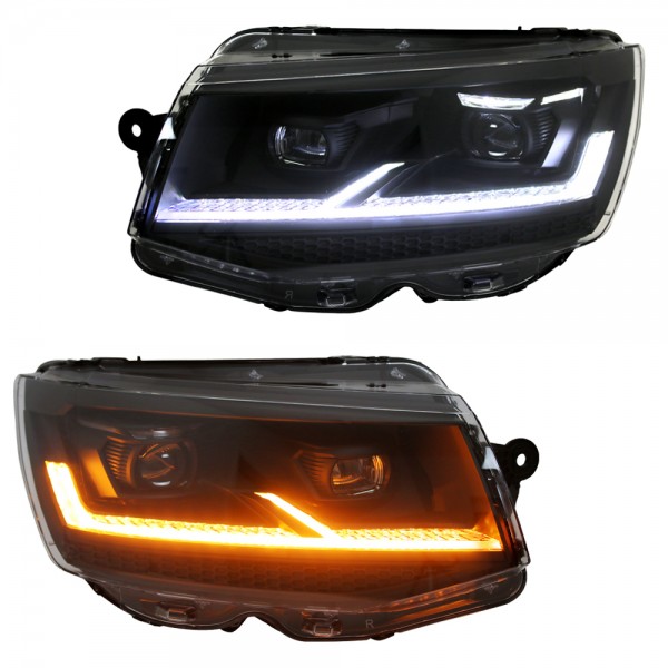 Voll LED Scheinwerfer Tagfahrlicht für VW T6 15-19 Schwarz LED Blinker - Black Edition