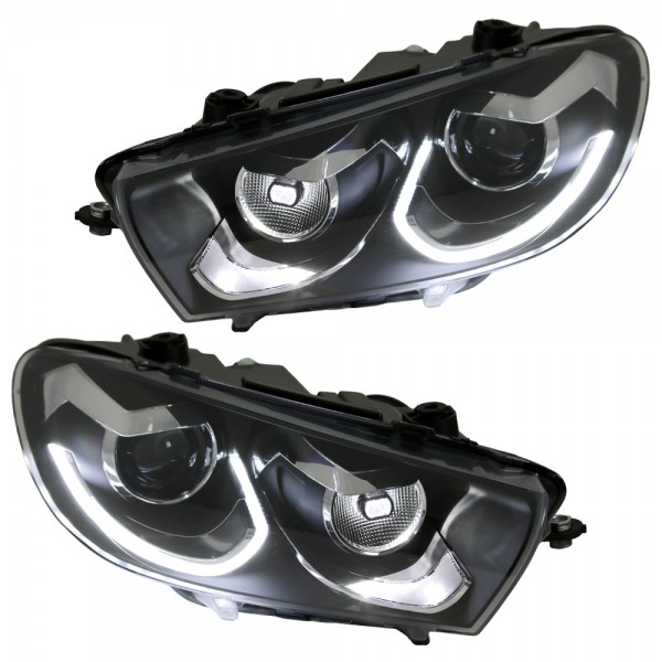 Voll LED Scheinwerfer Tagfahrlicht für VW Scirocco 3 Bj. 08-14 Schwarz Chrom