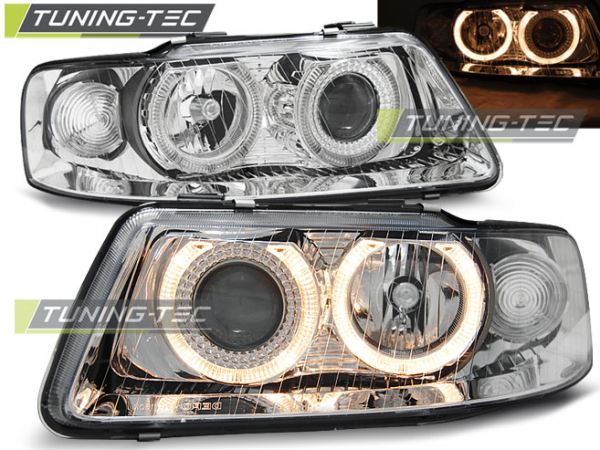 Scheinwerfer Angel Eyes für Audi A3 8L Facelift Bj. 00-03 Chrom