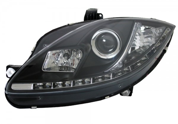 Scheinwerfer LED Tagfahrlicht Optik für Seat Leon 1P / Altea 5P / Toledo 5P Bj. 04-09 Schwarz