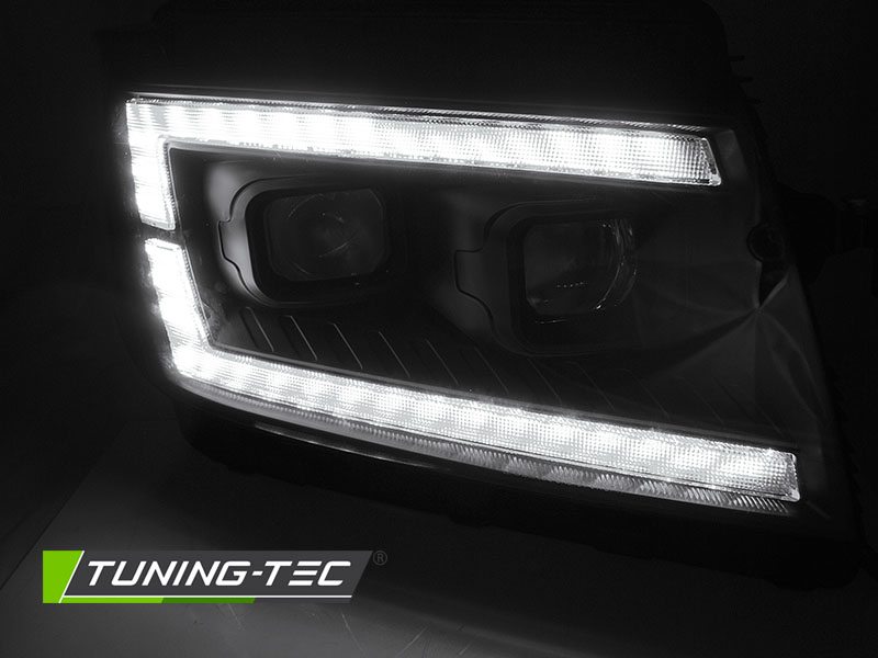 Voll LED Scheinwerfer Tagfahrlicht für VW Crafter II Bj. 2017- Schwarz mit dynamischer Blinker