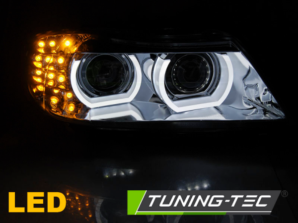 Xenon Scheinwerfer 3D Angel Eyes für BMW 3er E90 E91 LCI Bj. 09-12 Chrom AFS