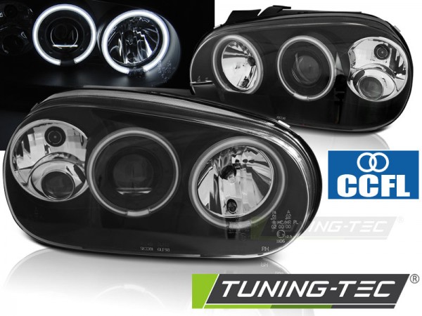 Scheinwerfer CCFL Angel Eyes für VW Golf 4 Bj. 97-03 Schwarz mit Nebelscheinwerfer