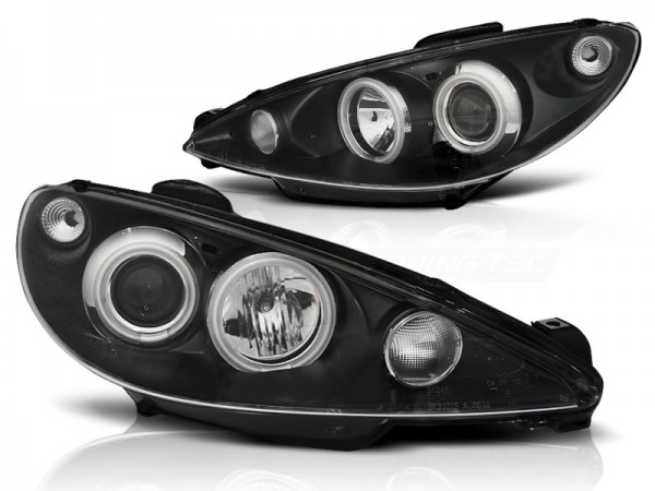 Scheinwerfer CCFL Angel Eyes für Peugeot 206 Bj. 98-06 Schwarz