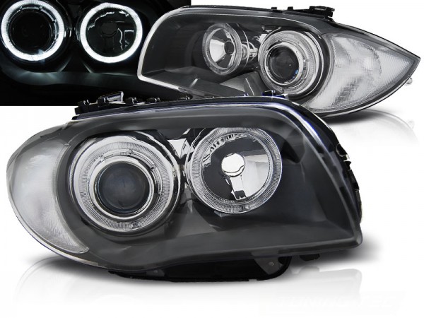 Scheinwerfer LED Angel Eyes für BMW 1er E81 E82 E87 E88 Bj. 04-11 Grau
