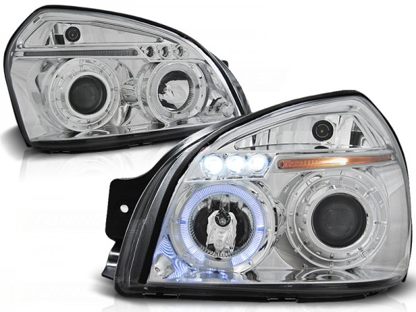 Scheinwerfer Angel Eyes für Hyundai Tucson Bj. 04-10 Chrom