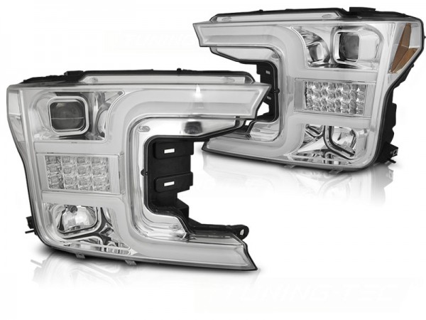Scheinwerfer LED Tagfahrlicht Optik für Ford F150 MK13 Bj. 17-20 Chrom mit LED Blinker