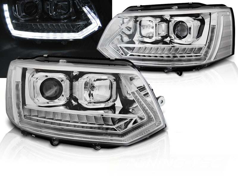 LED Tagfahrlicht Scheinwerfer für VW T6 15-19 chrom mit LED Blinker
