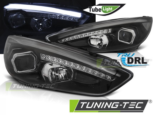 Scheinwerfer DRL LED Tagfahrlicht für Ford Focus 3 Bj. 15-18 Schwarz