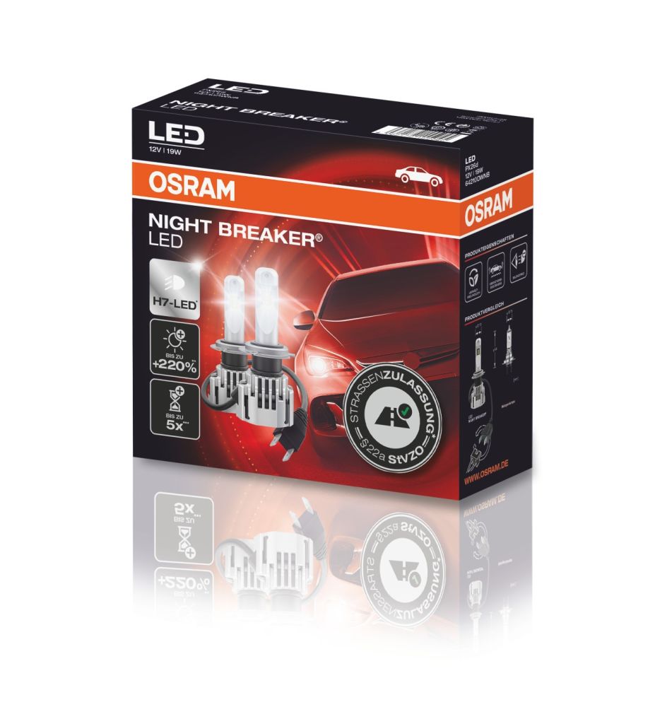 OSRAM Night Breaker H7 LED Nachrüstlampen + CanBus + Adapter für VW Tiguan 1 5N VW Night