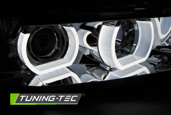 Xenon Scheinwerfer 3D Angel Eyes für BMW 3er E90 E91 Bj. 05-08 Chrom