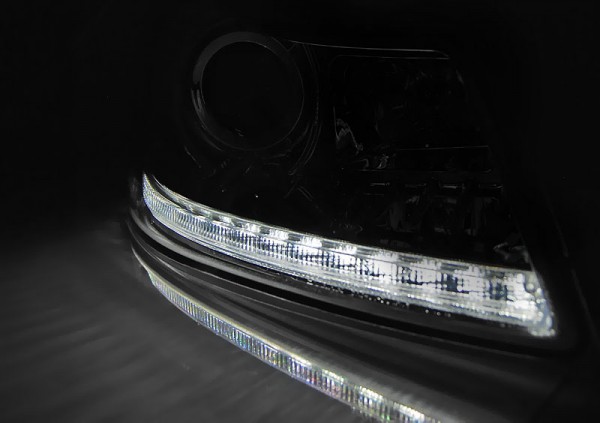 Scheinwerfer LED Tagfahrlicht Optik für Skoda Octavia 2 (1Z Facelift) Bj. 09-12 Schwarz