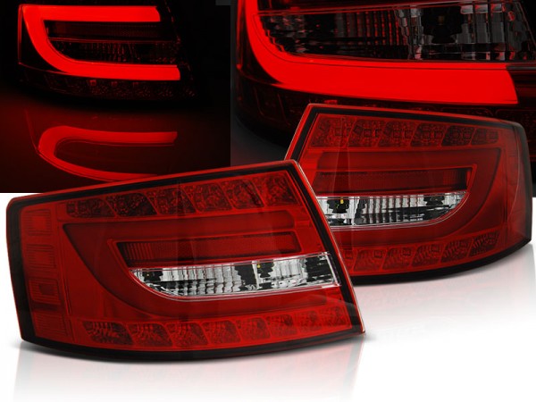 LED Lightbar Rückleuchten für Audi A6 C6 4F Limo Bj. 04-08 Rot/Chrom 6-PIN