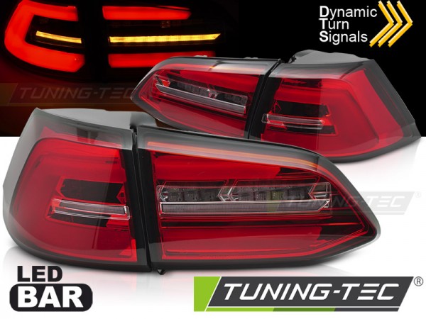 Voll LED Lightbar Rückleuchten für VW Golf 7 (VII) Variant Facelift Bj. 17-20 Rot/Chrom