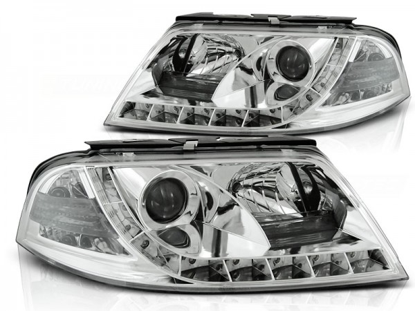Scheinwerfer LED Tagfahrlicht Optik für VW Passat 3BG Bj. 00-05 Chrom