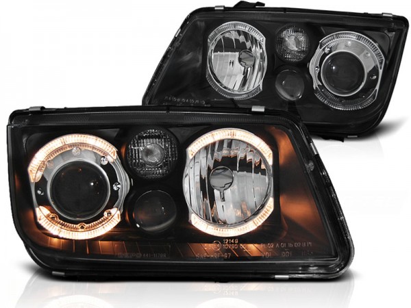 Scheinwerfer Angel Eyes für VW Bora Bj. 98-05 Schwarz