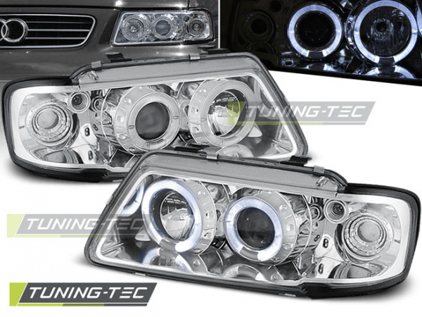 Scheinwerfer Angel Eyes für Audi A3 8L Bj. 96-00 Chrom