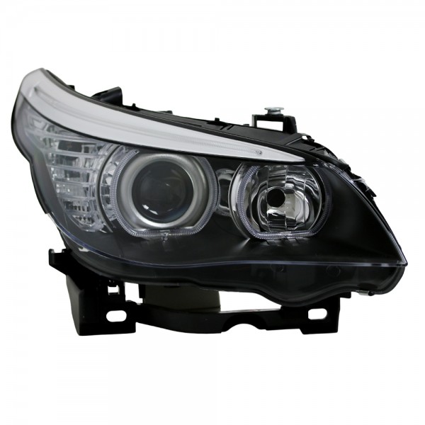 Scheinwerfer LED Angel Eyes für BMW 5er E60 E61 Bj. 03-07 Schwarz
