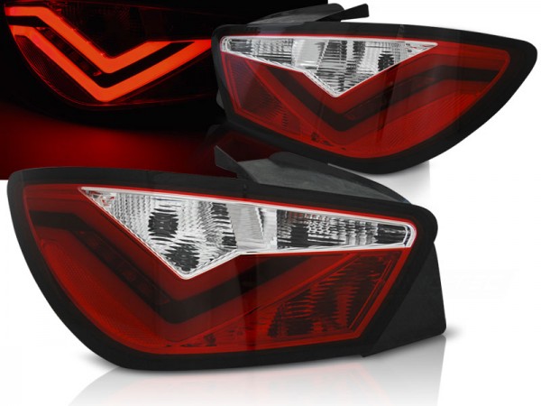 LED Lightbar Rückleuchten für Seat Ibiza 6J 3-Türer Bj. 08-15 Rot/Chrom