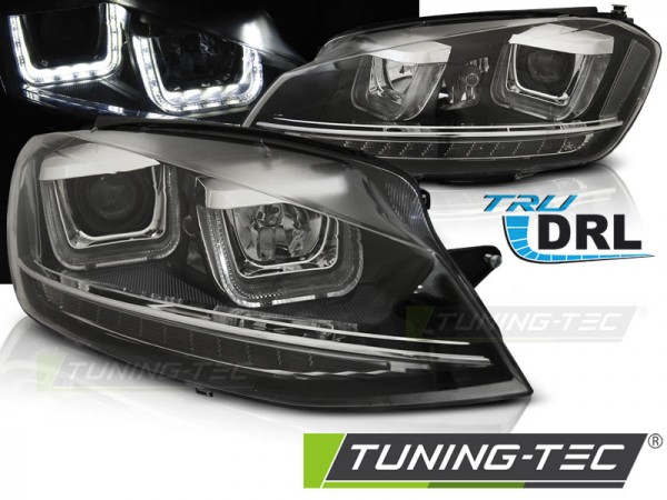 Scheinwerfer DRL LED Tagfahrlicht für VW Golf 7 Bj. 12-16 Schwarz Chrom mit LED Blinker