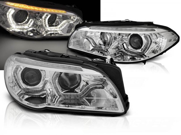 Xenon Scheinwerfer DRL LED Tagfahrlicht für BMW 5er F10 F11 Bj. 10-13 Chrom