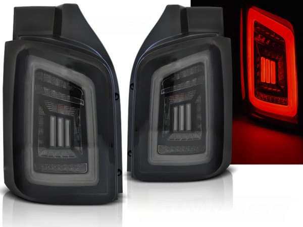 Voll LED Lightbar Rückleuchten für VW T5 / T5 GP Bj. 03-15 Smoke (Flügeltüren) w.L.