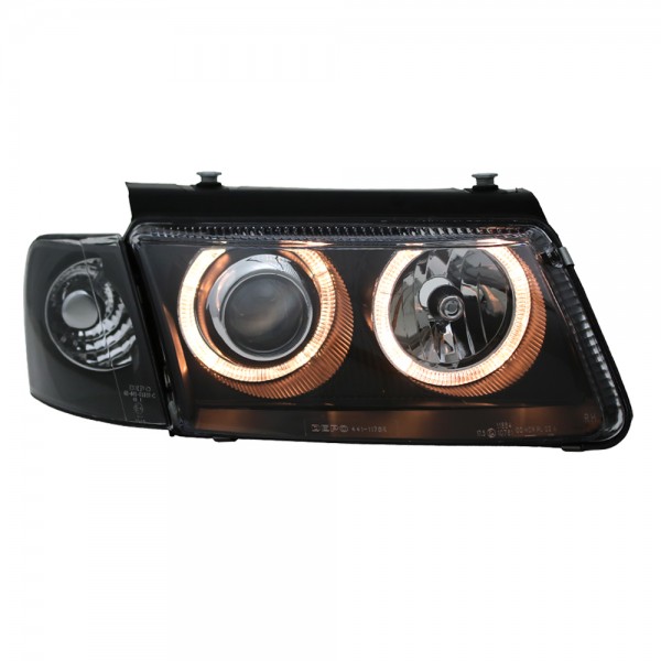 Scheinwerfer Angel Eyes für VW Passat 3B Bj. 96-00 Schwarz