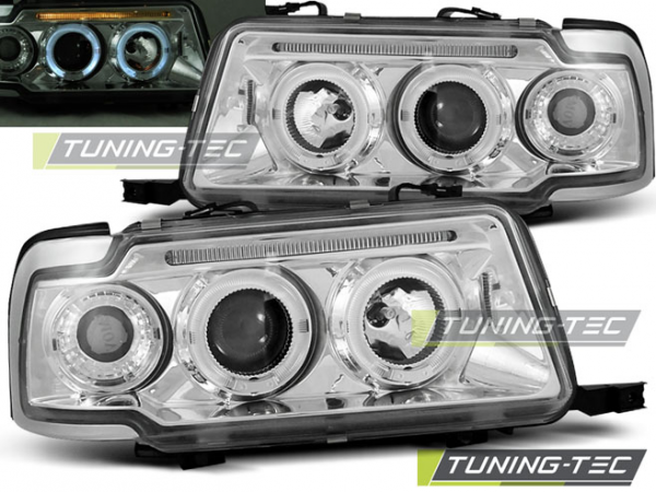 Scheinwerfer Angel Eyes für Audi 80 B4 Bj. 91-96 Chrom
