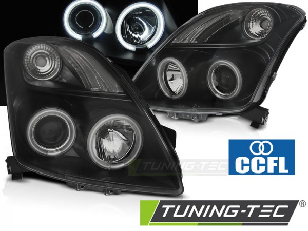 Scheinwerfer CCFL Angel Eyes für Suzuki Swift 4 Bj. 05-10 Schwarz