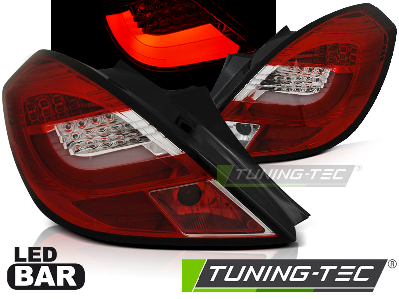 LED Lightbar Rückleuchten für Opel Corsa D (3-Türer) Bj. 06-14 Rot/Chrom