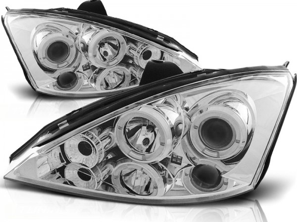 Scheinwerfer Angel Eyes für Ford Focus MK1 Bj. 98-01 Chrom