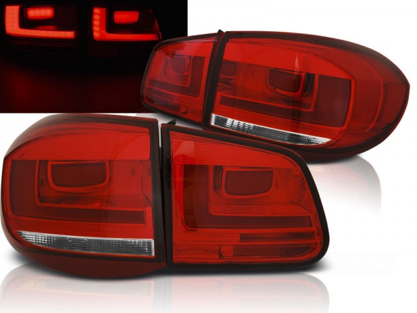 LED Lightbar Rückleuchten für VW Tiguan 5N Bj. 07-11 Rot/Chrom