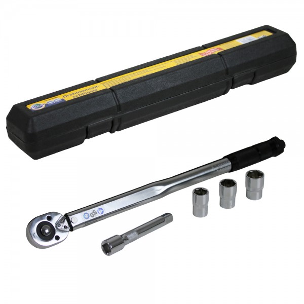 Drehmoment Schlüssel 1/2 Zoll 40-210Nm + Verlängerung + Nüsse 17+19+21mm