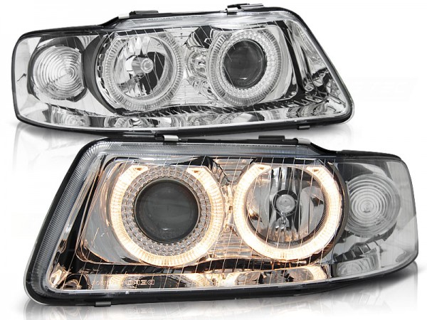 Scheinwerfer Angel Eyes für Audi A3 8L Facelift Bj. 00-03 Chrom