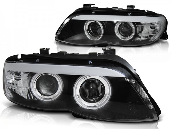 Xenon Scheinwerfer CCFL Angel Eyes für BMW X5 E53 Facelift Bj. 03-06 Schwarz