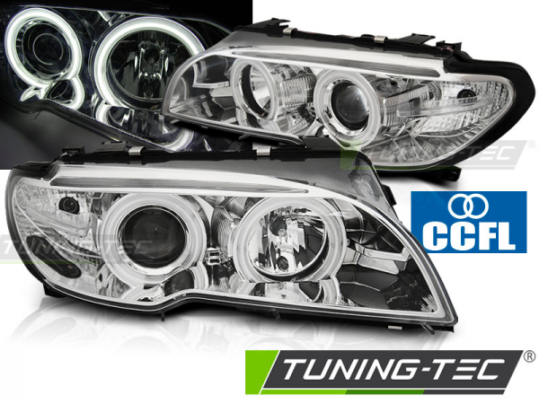 Scheinwerfer CCFL Angel Eyes für BMW 3er E46 Coupe Cabrio Bj. 03-06 Chrom