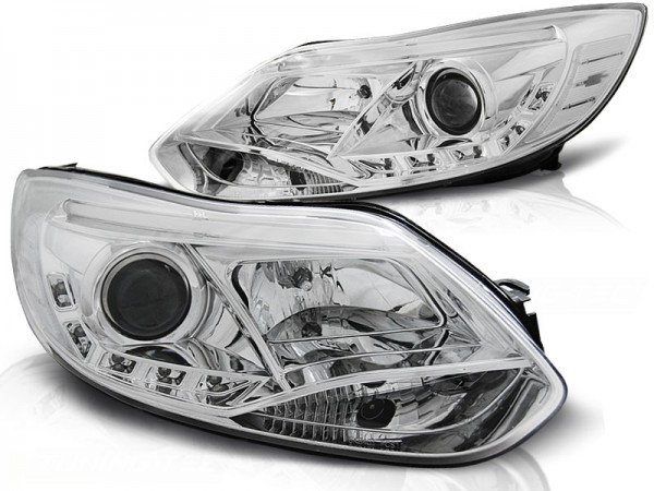 Scheinwerfer LED Tagfahrlicht Optik für Ford Focus 3 Bj. 11-14 Chrom LTI