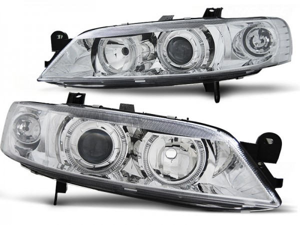 Scheinwerfer Angel Eyes für Opel Vectra B Facelift Bj. 99-02 Chrom