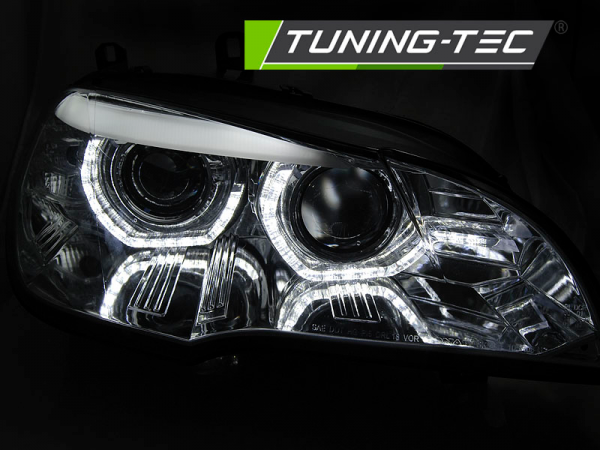 Xenon Scheinwerfer DRL LED Tagfahrlicht für BMW X5 E70 Bj. 07-10 Chrom