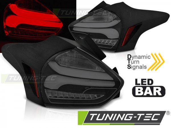 LED Lightbar Rückleuchten für Ford Focus MK3 Bj. 15-18 Smoke dynamischer Blinker