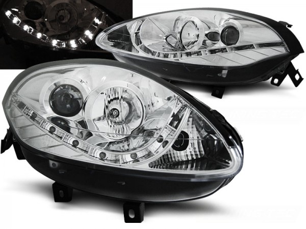 Scheinwerfer LED Tagfahrlicht Optik für Fiat Bravo 2 Bj. 07-14 Chrom