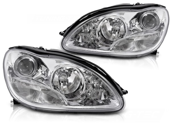 Scheinwerfer Klarglas für Mercedes E-Klasse W220 Bj. 98-02 Chrom