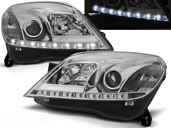 Scheinwerfer LED Tagfahrlicht Optik für Opel Astra H Bj. 04-09 Chrom
