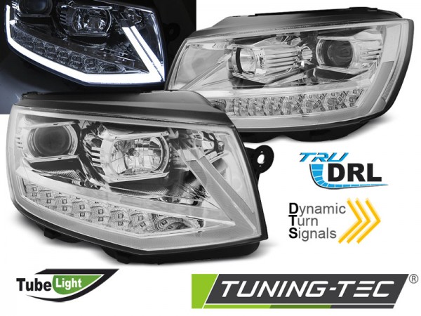Scheinwerfer DRL LED Tagfahrlicht für VW T6 Bj. 15-19 Chrom mit dynamischem LED Blinker