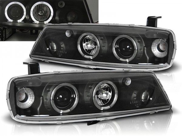 Scheinwerfer Angel Eyes für Opel Calibra Bj. 90-97 Schwarz