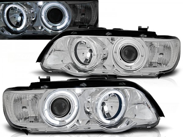 Scheinwerfer Angel Eyes für BMW X5 E53 Bj. 99-03 Chrom