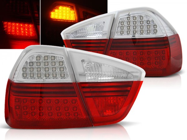 LED Lightbar Rückleuchten für BMW E90 Limo Bj. 05-08 Rot/Chrom