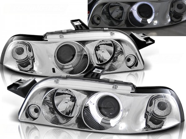 Scheinwerfer Angel Eyes für Fiat Punto 1 Typ 176 Bj. 93-99 Chrom