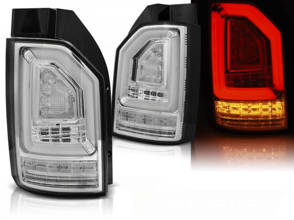 Voll LED Lightbar Rückleuchten für VW T6 Bj. 15-19 Chrom (Heckklappe / Halogen)